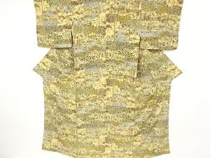 縮緬地抽象風景模様小紋着物